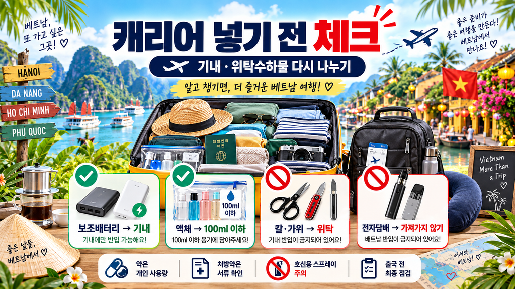 베트남 여행 캐리어 기내반입 금지물품 체크