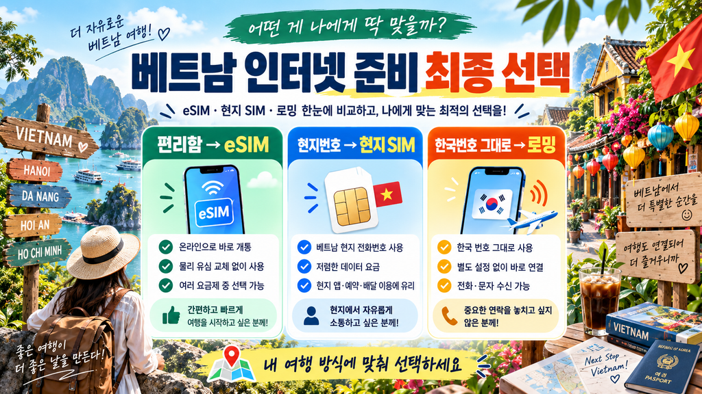 베트남 유심 eSIM 로밍 최종 비교