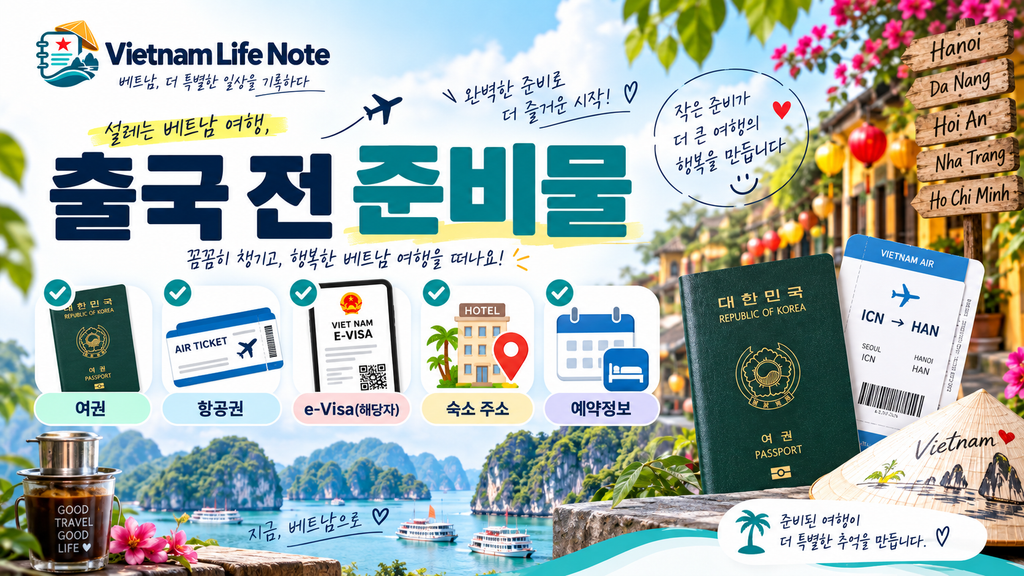 베트남 입국 준비물 여권 항공권 e-Visa 숙소 주소