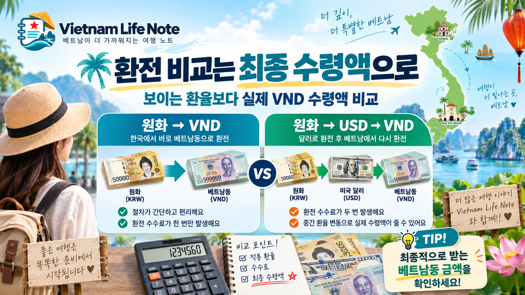 베트남 원화 달러 환전 비교 방법