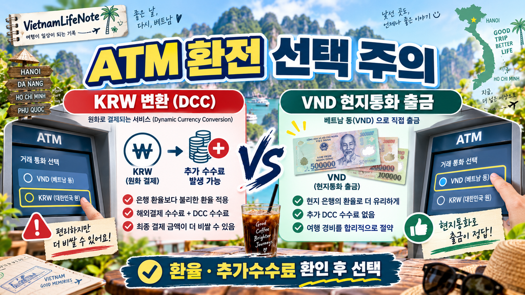 베트남 ATM DCC 원화결제와 VND 출금 비교