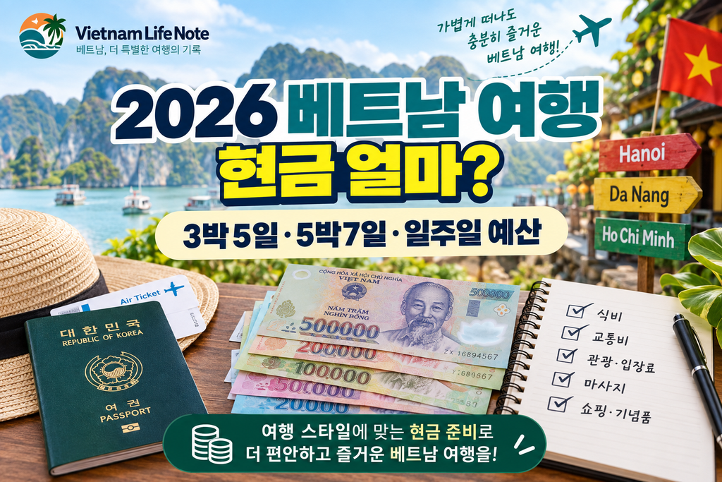 2026 베트남 여행 현금 3박5일 5박7일 예산