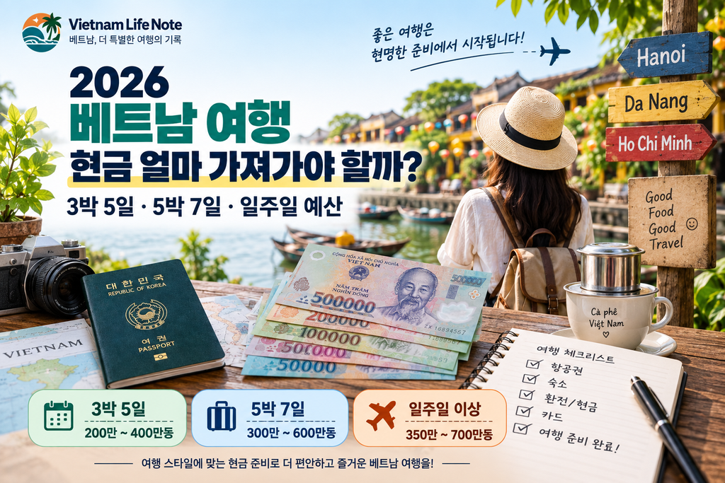 베트남 여행기간별 현금 준비 금액