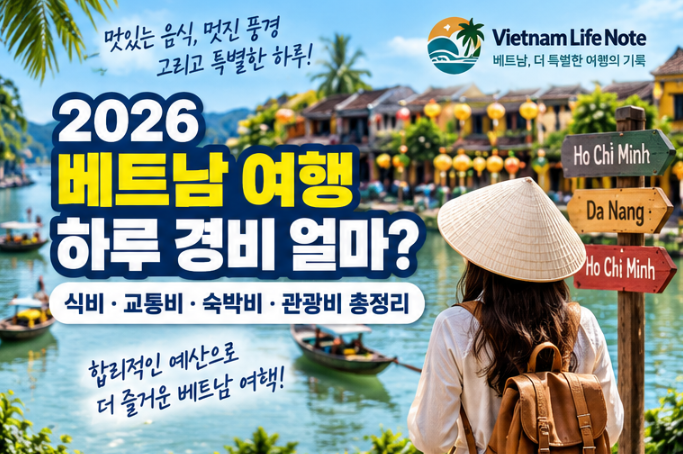 2026 베트남 여행 하루 경비 식비 교통비 숙박비