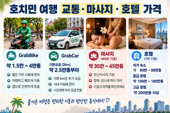2026 호치민 Grab 마사지 메트로 가격