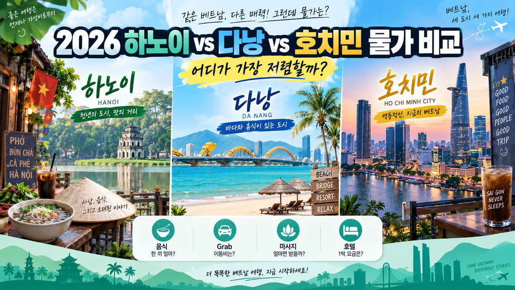 2026 하노이 다낭 호치민 물가 비교