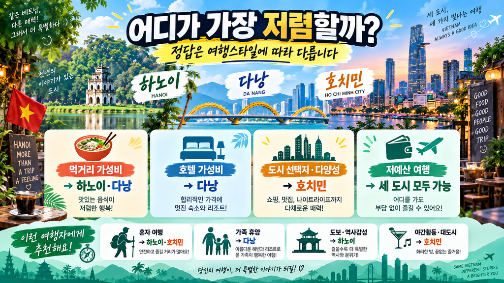 베트남 하노이 다낭 호치민 여행비 최종 비교