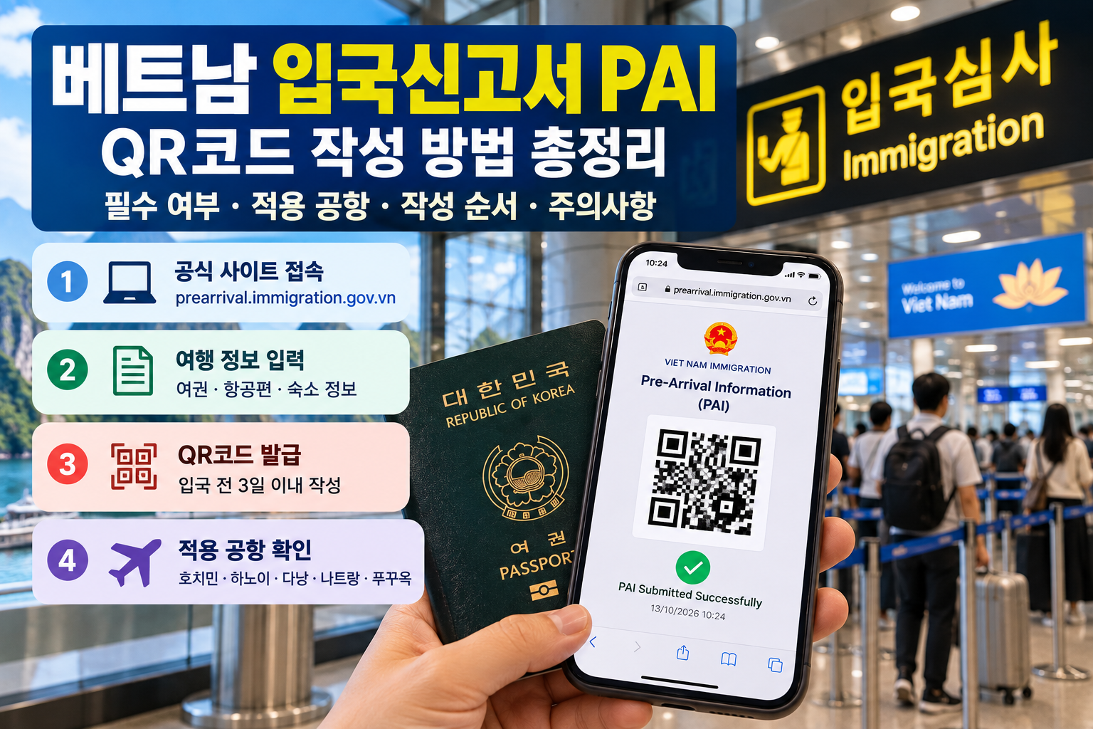 2026 베트남 입국신고서 작성법｜PAI QR코드·5개 공항·필수 여부 총정리